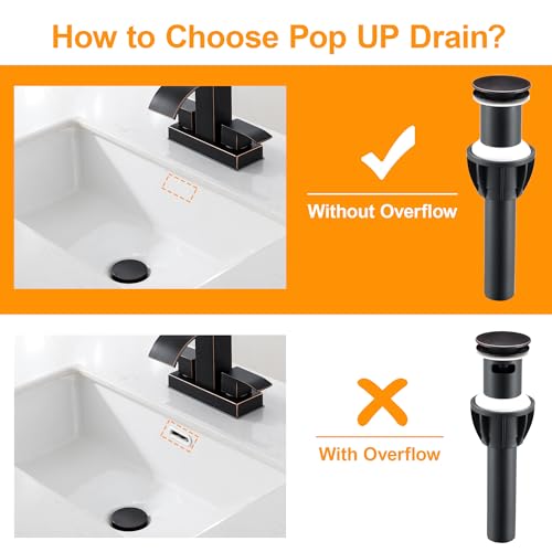 TIORIY Vessel Sink Drain Without Overflow, Plastic Bathroom Pop up Sink Drain Fit for 1 3/4 Inch Vessel Sink, Built-in Anti Clogging Sink Stopper, Oil Rubbed Bronze - color: No Overflow Oil Rubbed Bronze