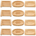 12 Pcs Bamboo Soap Dish Bulk, Self-Draining Non-Slip Bamboo Soap Trays Bulk, Wooden Soaps Holder Tray, Shampoo Bar Holder for Bathroom, Kitchen (3 Sizes)