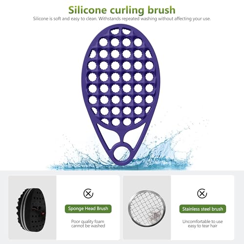 KOUPA Silicone Afro Twist Brush with Pick Comb - Easy Clean Dual-Sided Design with Textured Holes for Defined Afro Curls, Suitable for Coily Hair Men & Women, Purple - color: Purple