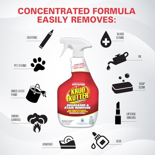 Krud Kutter Original Cleaner Degreaser Spray, 32 oz | Cuts grease, oil, grime, tar and wax. Water-based formula. Leaves no residue.