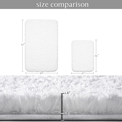 Ashler Bathroom Rugs Sets 2 Piece, White Bath Rugs 2 Pack, Water Absorbing Bath Mats, Soft Rectangle Bathroom Carpet, Machine Washable - 17x24 & 20x32 - color: White