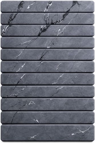 Tide & Terra Diatomite Stone Bath Mat XL 32x16 Dark Grey, Quick Dry Bath Mat for Bathroom Floor, Non Slip Diatomite Earth Stone Mat, Super Absorbent Shower Kitchen Drying Mat - color: Grey, size: 1'4" x 2'8" (Rectangular)