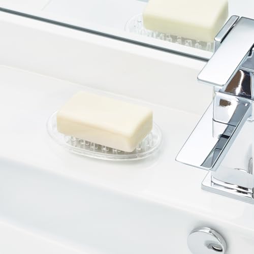iDesign Plastic Soap Dish, Soap Saver, and Kitchen Sponge Holder - Set of 3, 0.75” x 3.25” x 4.75”, Clear | For Kitchen, For Bath - color: Clear, style: Pack of 3