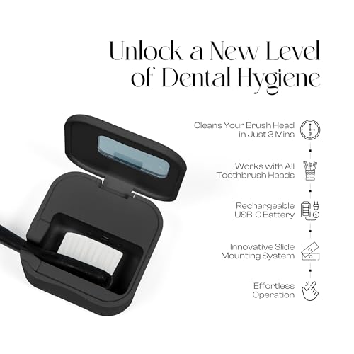 Mondano UV-C Toothbrush Sanitizer and Holder, Toothbrush Case - Manual/Electric Toothbrush Cover for Any Toothbrush Head - Rechargeable Toothbrush Travel Case, Tooth Brush Cover Cap for Home - color: Midnight Black