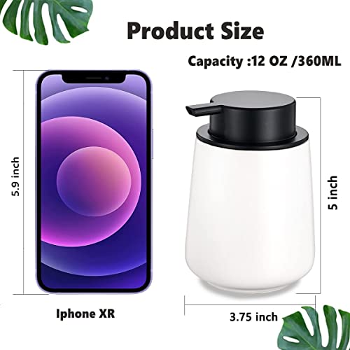 12Oz Hand Soap Dispenser Set - 2 Pack Ceramic Lotion Soap Dispenser Set with Easy-to-Press Black Pump, Refillable Mordern Liquid Dish Soap Dispensers for Bathroom & Kitchen (White, Liquid Pump) - color: White Liquid Dispenser
