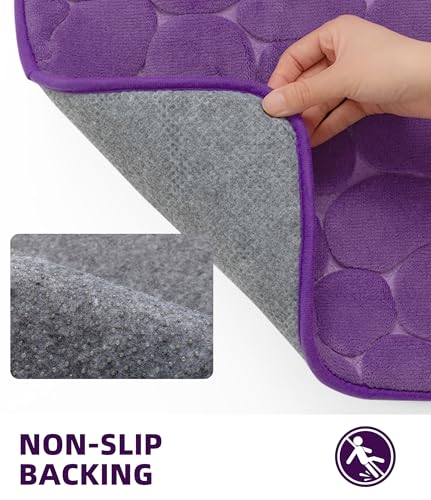 YIHOUSE Memory Foam Bath Mat Cobblestone Bathroom Rugs Super Water Absorbent Bath Mats for Bathroom Machine Washable Bath Rugs(17 x 24,Eggplant) - color: Eggplant Single, size: 1'5" x 2' (Rectangular)