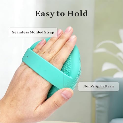 Silicone Body Scrubber 2-Pack, Shower Scrubber with Soft Bristles, Non-Slip Scrubbies for Body, Body Scrubber Exfoliator for Men and Women,Gentle Exfoliating and Lather Well (Blue+Green) - color: Blue+green