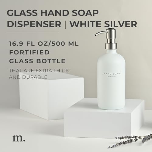 MaisoNovo Soap Dispenser 1-Piece Set | 16.9oz White Bottles with Silver Stainless Steel Pump Core - color: White/Silver