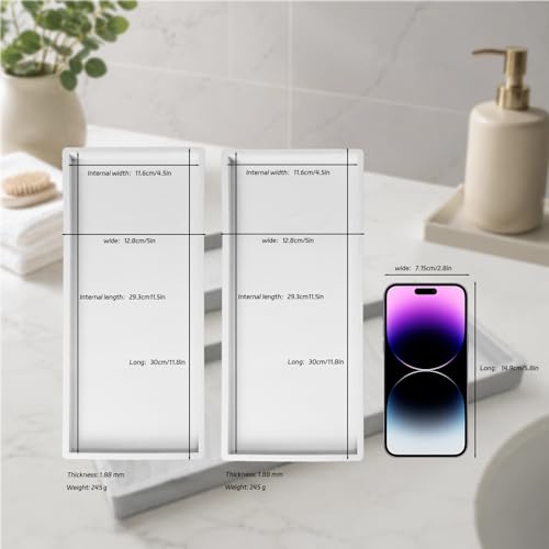 BBK Bathroom Vanity Tray 11.8 in- 2 Pack(Large) Silicone Bathroom Tray for Counter, Perfume Key Trinket Ring Tray, Decor Soap Dispenser Countertop Tray for Kitchen Sink Organization(Faux Marble Look) - color: -Marble Gray (2-pack Large)
