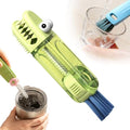 3 in 1 Cup Lid Cleaning Brush, 2026 New Multifunctional Crevice Cleaner Set, Portable Silicone Brush for Baby Bottle Gaps & Tight Spaces, Home Kitchen Cleaning Tool (B-Green) - color: B-green