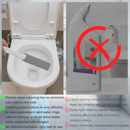 Herda 2 Packs Toilet Pumice Stone with Long Handle, Pumice Stick Removes Hard Water Ring, Calcium Deposits, Rust Buildup, pumice stone for Cleaning Stove, Bathtub, Grill, Swimming Pool, Sink - size: 2 Count (Pack of 1)