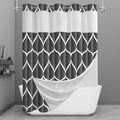 Yiatn Dark Grey Ringless Shower Curtain with Snap in Liner - Hotel Style with See Through Mesh Top Window, Modern Geometric Waterdrop Design,Waterproof and Washable,- 71x74 INCH - color: Dark Grey, size: 71"W x 74"L (Pack of 1)