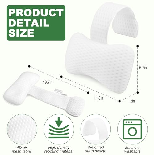 Hot Tub Pillow for Outdoor（2-Pack）, Universal Spa Headrest Pillow for Bathtub, Lounge Chair Pillow, Universal Head and Neck Support Bath Pillow with Adjustable Strap
