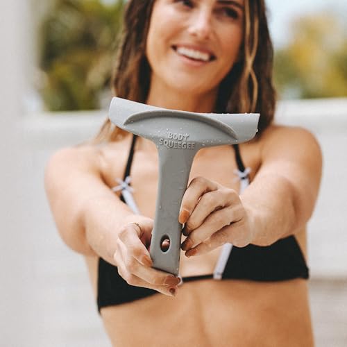 The Body Squeegee Original Silicone Squeegee for Body, Curved Water Remover for Skin, Post-Shower Drying Tool, Hygiene Tool for Reducing Muskiness in Towels, Shower Accessory and Bathroom Essential - color: Gray