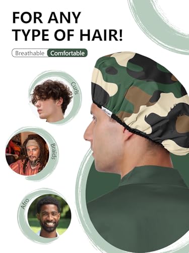 Years calm Shower Cap for Men, Waterproof Reusable Hair Cap with Dual-Layer Design, Reversible Double-Sided Use, Stretchable Elastic Band, Comfortable Fit for Shower, Gym, Hair Care & Travel - color: Green and black
