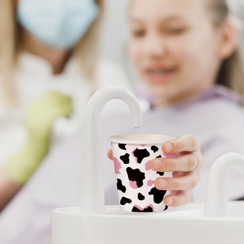WRAPAHOLIC 3oz Paper Cups - 100 Pack Disposable Bathroom Cups with Pink Cow Design, Small Mouthwash Cup for Toothbrush Rinse, Home Bathroom, Picnic, BBQ, Travel and Party - color: Pink Cow