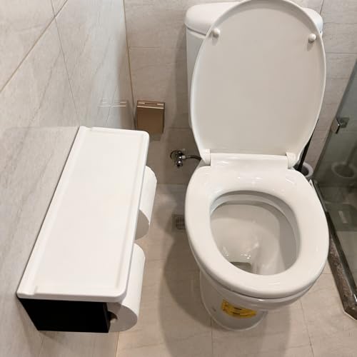 Black Double Bathroom Tissue Holder, Matte Black Double Toilet Paper Holder, Double Toilet Paper Holder with Storage for Residential & Commercial Bathroom - color: Abs White&black, size: Full