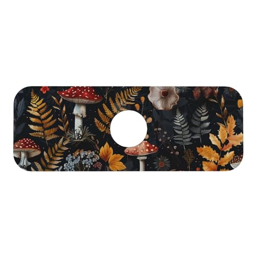 Faucet Draining Mat For Kitchen Sink, Mushrooms Ferns Wildflowers Diatom Mud Absorbent Drain Pad For Bathroom Kitchen Sink Splash Guard Drying Mat - color: Mushrooms Ferns Wildflowers