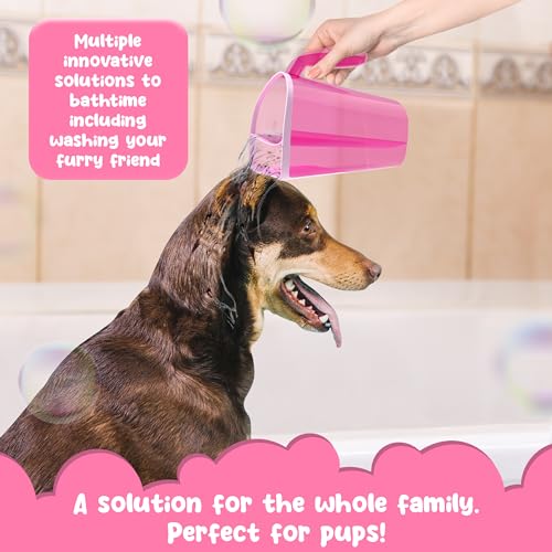 Tear-Free Bathing Experience with Rinse Cup - Soft Flexible Edge, Comfortable Handling & 40 Oz Capacity - color: Pink