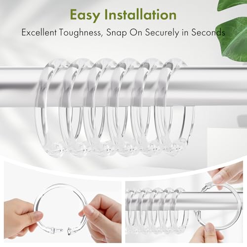 Amazer Shower Curtain Rings, 36 Pcs Plastic Shower Curtain Hooks, O Shape Shower Curtain Hooks Rings, Easy to Snap Closure, Clear Shower Hooks for Shower Curtain and Liner Bathroom - color: Clear, size: 36 Pack