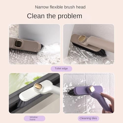 Multifunctional Rotating Cleaning Brush Two-in-One Gap Cleaning Brush Cleaning Brush Bristle Bathroom Tile No Dead Angle Floor Seam Brush Wall (White)
