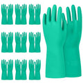Beieverluck 10 Pairs Chemical Resistant Gloves, Reusable Heavy Duty Rubber Work Gloves, 12.6" Long Nitrile Gloves for Acid Alkali Oil Protection and Industrial Use Household, Large - size: Large