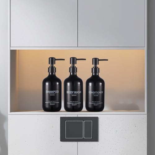 Shampoo and Conditioner Dispenser(5Pack) 16.9oz Refillable Shampoo and Conditioner Bottles,Dispenser for Shower (Black) - color: Black-m