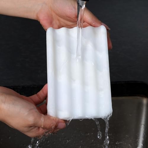 2PCS Koville African Natural Marble Soap Dish for Shower, Stone Soap Tray for Bathroom, Bar Soap Holder for Sink, Stripe Grooves Saver Keep Bars Dry Easy Clean (Namib Bianco) - color: White