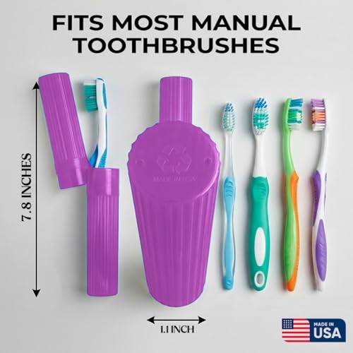 American Comb Toothbrush Holder (Blue,Pink,White,Purple) Made in USA, with Ventilation Holes, for Toothbrush Covers, Toothbrush Holder, Toothbrush Soft, Durable Design, Hygienic Bathroom Accessory - color: Blue,pink,white,purple
