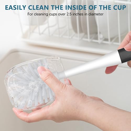 SetSail Dish Brush Set of 3 with Bottle Brush, Dish Scrub Brush with Long Handle Deep Cleaning Handle Brush with Scraper Tip for Kitchen Sink Dishes Bottle Cup Pot and Pans Tile Lines, Black - color: Black