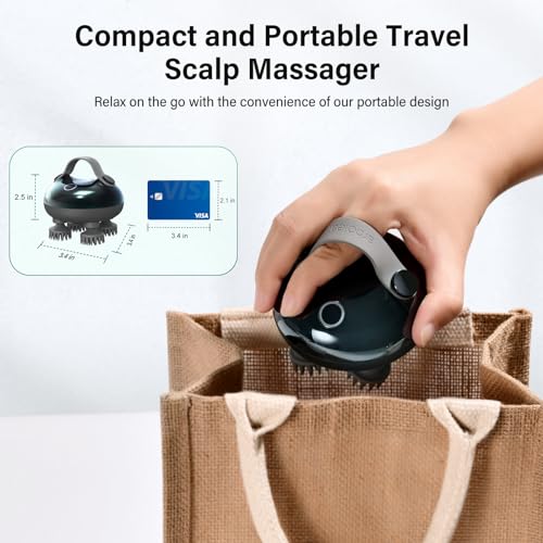 arboleaf Scalp Massager Electric, Portable Head Massager Scalp Stress Relax, Waterproof 6 in 1 Hair Massage with 8 Removable Claws, Rechargeable Hair Head Scratcher, Gift for Dad Mom - color: Teal Black