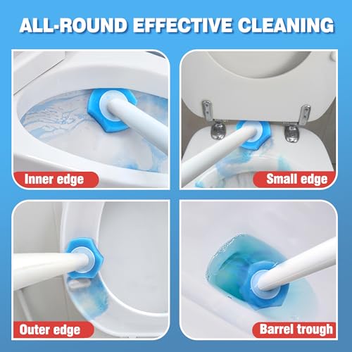 JEHONN Disposable Toilet Bowl Cleaner Wand with Upgraded Clamping System, Wall Mounted Bathroom Scrubber Brush for Bathtub Sink Wash Basin, 16 Refills - color: White