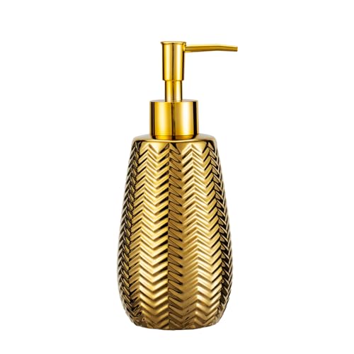 Gold Soap Dispenser,Wavy Design Ceramic Lotion Soap Dispenser for Bathroom, Kitchen, Hand Soap, Dish Soap, Bathroom Countertop - color: Gold