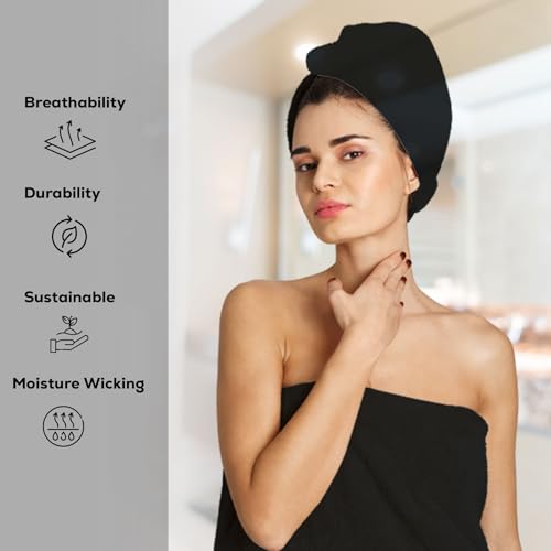 GOLD TEXTILES Premium Bath Towels Set (Pack of 4,27 x 54) 100% Ring-Spun Cotton Bathroom Towels for Hotel, Spa, Soft and Absorbent (27 x 54, Black - 4 Pcs) - color: Black, size: 4 Pack 27x54