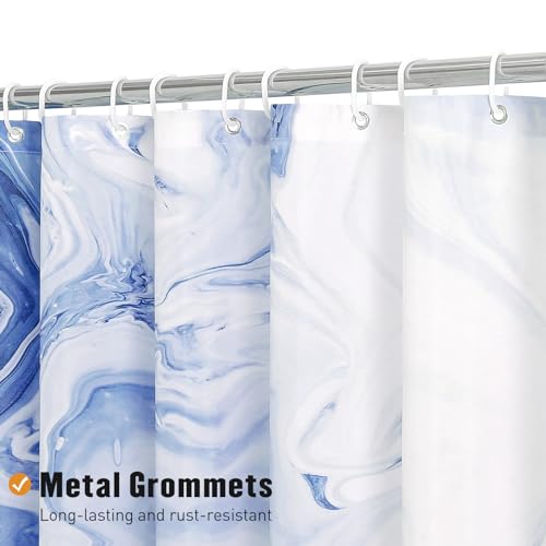MitoVilla Blue Marble Shower Curtain, Modern Ombre Fabric Cloth Shower Curtains for Luxury Bathroom Decor, Abstract Watercolor Shower Curtain, Navy Blue, 72x72 - color: Navy, size: 72"W x 72"L (Pack of 1)