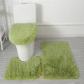 Bathroom Rugs Sets 3 Piece Thick Fluffy Soft Bathroom Rugs and U-Shaped Toilet Mat Washable Absorbent Floor Mat Dark Green - color: Dark Green