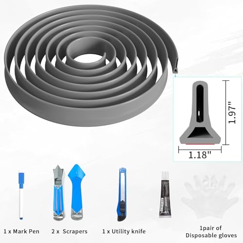 Hi-Na 3ft/5ft/6ft/8ft10ft Collapsible Shower Threshold Water Dam Water Barrier for Shower and Water Stopper Keeps Water Inside Water Threshold for Wet and Dry Separation (6ft, Grey) - color: Gray, style: 6ft