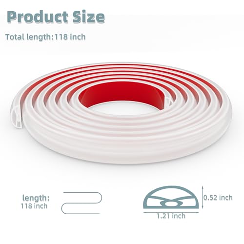 118Inch New Shower Threshold Water Dam Barrier,Collapsible Self-Adhesive Silicone Shower Water Guard for Bathroom Bathtub and Kitchen,Shower Water Blocker Suitable for Wheelchair Acces(Transparent) - color: Transparent, size: 118 Inch