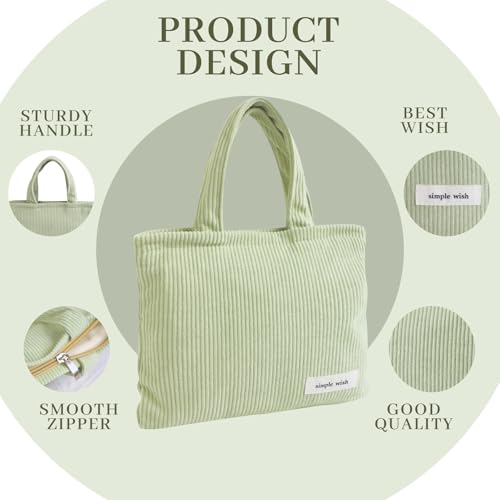 Wudygirl Makeup Bag Travel Cosmetic Bag for Women Small Makeup Pouch with Handle Zipper Cosmetic Pouch Handbag Aesthetic 8.3" x 6.7"(Light Green) - color: Light Green