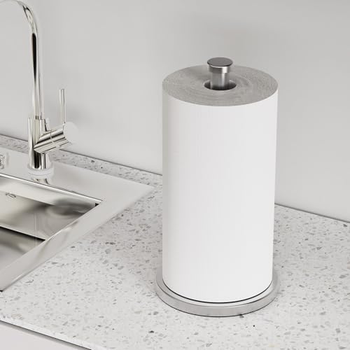 VEHHE Paper Towel Holder Countertop, Weighted Non-Slip Base, Stainless Steel Paper Towel Holder for Kitchen Bathroom (Silver) - color: Eva Pad Base | Silver