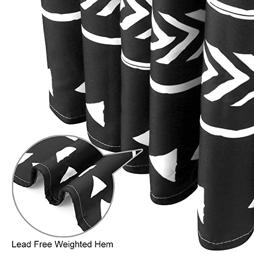 UPHOME Boho Black and White Fabric Tassel Triangle Stripes Geometric Shower Curtain Set with Hooks Chic Tribal Bathroom Decor Accessories (72X72 inch, Black) - color: Black, size: 72"W x 72"L (Pack of 1)