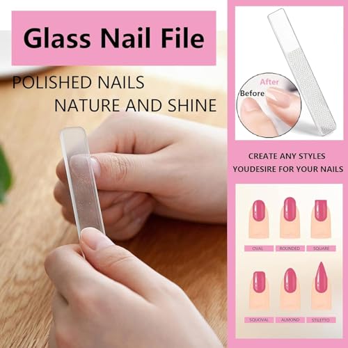 Manicure Set Women Nail Kit with Nail Clippers Eyebrow Tweezers Glass Nail File with Case Manicure Pedicure Kit Grooming Kit Personal Care Tools for Home Outdoor Travel Gift Giving Salon - color: Pink