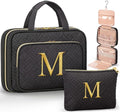 Personalized Gifts for Women, Initial Toiletry Bag Hanging Travel Organizer & Makeup Cosmetic Bag with Embroidery Letter Teacher Appreciation Gift Birthday Mothers Day Gifts for Mom Wife Friend Sister - style: M