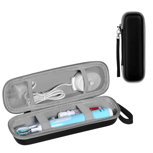Toothbrush Travel Case for Oral-B/Oral-B Pro 1000 1500 5000 7000 7500 6000 9600/ Phlips Sonicare 4100 5100 1100 6100 5300 Electric Toothbrush, Portable Hard Protective Storage Bag (Black) - color: Black