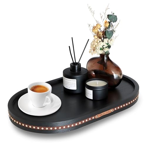 Decor Decorative Round Tray 11.81in for Home Decor for Coffee Table Farmhouse Kitchen Table Living Room Bathroom Centerpiece Tray Decor Oval Black - color: Oval Black
