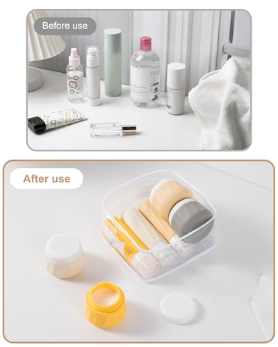 Mrsdry Travel Size Toiletries 8 Pack, TSA Approved 3oz Silicone Squeeze Bottles & Cream Jars with Clear Travel Bag - color: Golden wheat field, size: 3oz bottle 3oz jar