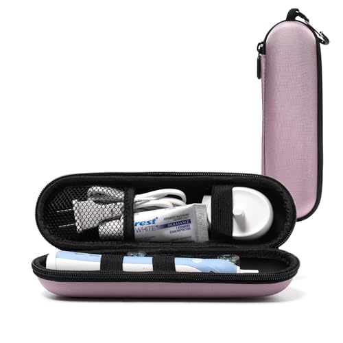 Nincha Compact Electric Toothbrush Travel Case, EVA Protective Storage Bag for Philips Sonicare/Oral-B, Waterproof Portable Carrying Case with Mesh Pocket & Elastic Bands (Smoky Pink) - color: Smoky Pink