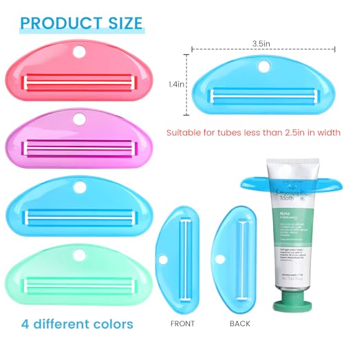 LOVEINUSA Toothpaste Tube Squeezer Dispenser, 4PCS Hanging Tooth Paste Clips Roller Squeezer Holder for Saving Toothpaste Facial Cleanser Creams Paint Hair Gel Glue - color: Multicolors-4