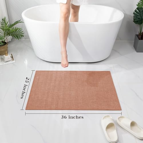 chakme Bathroom Rugs Mat 36x24, Ultra Thin Non Slip Bath Mat Large Quick Dry Absorbent Bath Mat for Bathroom, (Dark Pink, 36"x24") - color: Dark Pink, size: 2' x 3' (Rectangular)