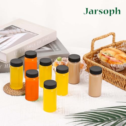 Jarsoph 2oz 60ml 8 Pcs Clear Glass Bottle with Lids, Wellness, Juice, Mini | Leakproof Mini Travel Bottles, Decorative Bottles Set for Spices - size: 2OZ 8PCS